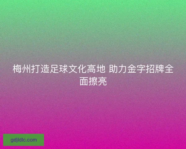 梅州打造足球文化高地 助力金字招牌全面擦亮